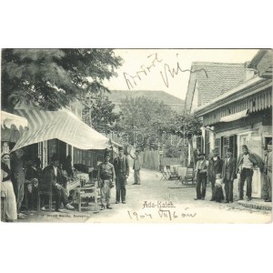 1904 Ada Kaleh, utca, törökök a bazárokkal. Divald Károly 502. / street, Turkish bazaar shops (EK...