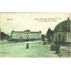 1924 Arad, Palatul Directiunei Regionale CFR (Caile Ferate Romane) si Gara Motorului electric. Libraria Diecezana ...