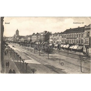 Arad, Andrássy tér, Polgári takarékpénztár, Weisz Benjámin üzlete / square, savings bank, shops (EK...