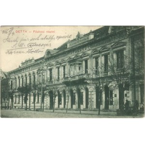 1916 Detta, Ghedu, Deta; Fő utca, Heldenwanger és Uhrmann üzlete, Ballon József kiadása / main street, shops (EK...