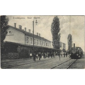 1919 Érmihályfalva, Valea lui Mihai; vasútállomás, gőzmozdony / railway station, locomotive (Rb...