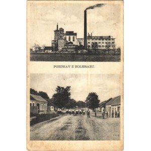 1935 Bélaház, Boleráz; Fő utca, kukoricakeményítő gyár / main street, cornstarch factory (fl...