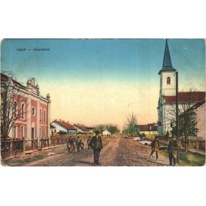 1915 Csap, Cop, Chop; utca részlet, templom, zsinagóga. Vasúti levelezőlapárusítás 8538. / street, church, synagogue ...