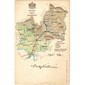 Ung vármegye, Uzská zupa; térkép. Kiadja Károlyi Gy. / Map of Ung county