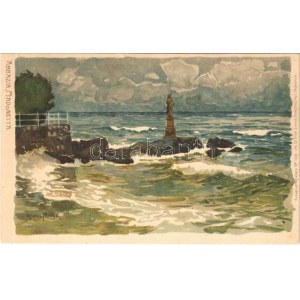 Abbazia, Opatija; Madonetta / monument, shore. Kuenstlerpostkarte No. 1135. von Ottmar Zieher Kunstanstalt litho s...