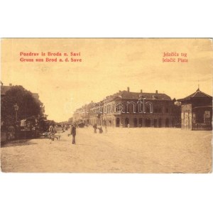 1912 Bród, Nagyrév, Slavonski Brod, Brod na Savi; Jelacic trg. W.L. 139. / Platz / square, market ...