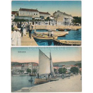 Crikvenica, Cirkvenica; Belle-Vue Restaurant Cafe - 2 db régi képeslap / 2 pre-1945 postcards