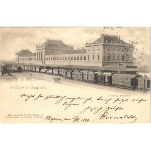 1899 (Vorläufer) Zagreb, Zágráb; vasútállomás, vonatok / Drzavni kolodvor / railway station...