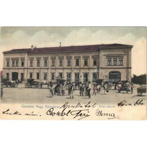 1904 Nagykikinda, Kikinda; Városi szálloda, lovas hintók / hotel, horse chariots
