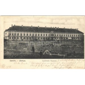 1908 Zimony, Semlin, Zemun; Landwehr Kaserne / military barracks / honvéd laktanya