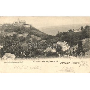 Borostyánkő, Bernstein; látkép a várral / panorama with castle. Verlag Alois Pelnitscher (EK)
