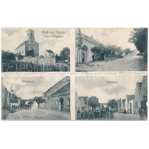 Nyulas, Geoys, Jois; Hauptgasse, Kirche. Anton Ponweiser / Fő utca, templom, szőlőskert / main street, vineyard...