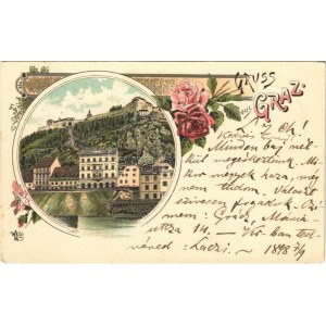 1898 (Vorläufer) Graz. Ottmar Zieher Art Nouveau, floral, litho (EK)