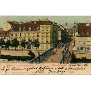 1900 Graz, Tegetthoffgasse / bridge, street, Hotel Florian, shop of Eisen Han.