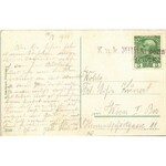 1915 Hall in Tirol, Kaiser Franz Josef Platz / square, horse chariots, tram