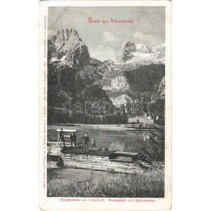 1907 Hinterstoder, Polsterlucke am Lahnteich, Hochpriel und Spitzmauer / lake (EK)