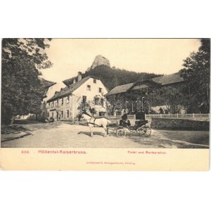 Höllental-Kaiserbrunn, Hotel und Restauration / hotel and restaurant, horse chariot