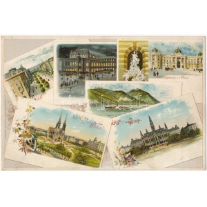(Vorläufer) Wien, Vienna, Bécs; Kaiserliche Burg, Kahlenberg und Leopoldsberg, K.u.k. Hof-Oper, Rathhaus, Votiv Kirche ...