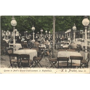 1908 Wien, Vienna, Bécs II. Garten in Pertl's Grand Etablissement, 3. Kaffeehaus. K.k. Prater ...