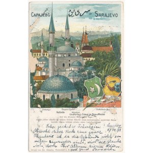 1898 (Vorläufer) Sarajevo, Ferhadija-Begova Djamia, Katholische Kirche, Bascarsia Mausoleum...
