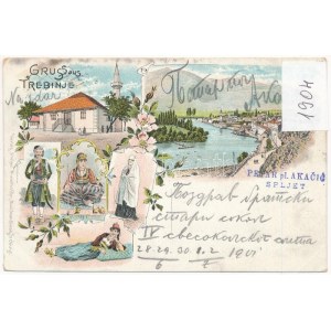 1901 Trebinje, folklore, mosque. Stefan Winkelhoffer Art Nouveau, floral, litho (EB)