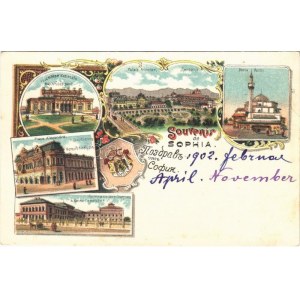 1902 Sofia, Sophia; Assemblee Nationale, Palais Princier, Place Alexandre, Hotel Coburg, Gymnase des Garcons...