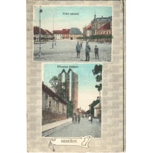 Benesov, Beneschau; Velké námesti, Zrícenina klástera / main square, ruins of the monastery. Art Nouveau (EK...