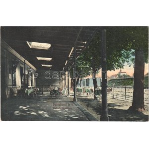 1914 Frydlant, Friedland i. B.; Bahnhofsperron / railway station with restaurant's terrace