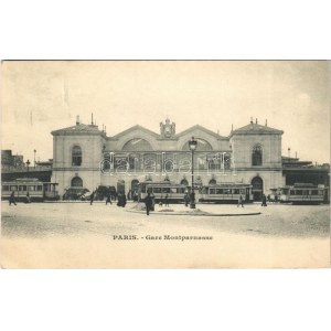 1902 Paris, Gare Montparnasse / railway station, trams (Rb)