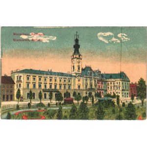 1916 Warszawa, Varsovie, Warschau, Warsaw; Rathaus / Ratusz / town hall + K.u.k. Feldbahnkompagnie Nr. 5/1. (EK...