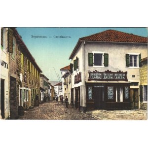 Herceg Novi, Castelnuovo; Friscur Brijacki Salon / Holicsky barber shop, street