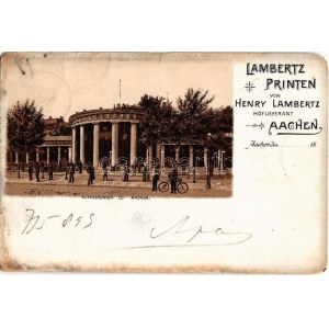 1899 (Vorläufer!) Aachen, Eisenbrunnen, Lambertz Printen von Henry Lambertz Hoflieferant. Advertising litho (tear...