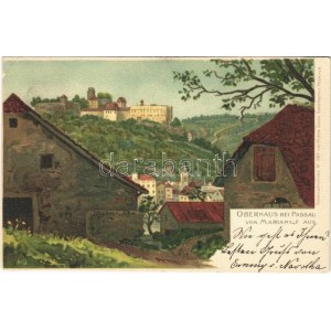 1900 Passau, Oberhaus vom Mariahilf aus. Kuenstlerpostkarte No. 1084. von Ottmar Zieher litho (EK)