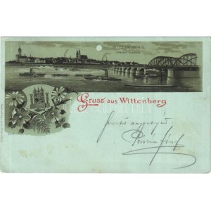 1899 (Vorläufer) Wittenberg, Von der Elbseite / river, nnight. Louis Glaser 6277. Art Nouveau, floral, litho (EK...