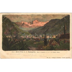 Bolzano, Bozen-Gries (Südtirol); Rosengarten / Catinaccio. No. 217. Verlag d. Künstlers litho s: M. Reisch (EK...