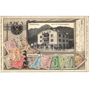 1905 Dobbiaco, Toblach-Cortina (Südtirol); Abfahrtsstelle der k.k. Postmessagerie / Departure point of the post carts...