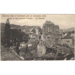 1908 Messina, dopo il terremoto del 28 dicembre, Chiesa di San Giovanni de Malta, Via Mazzini ...