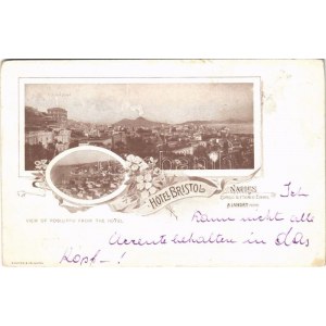 Napoli, Naples; Hotel Bristol, view of Posilippo from the hotel. Art Nouveau, floral (EK)