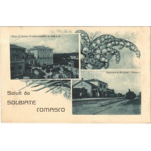 1922 Solbiate Comasco, Casa de Salute Fatebenefratelli, Stazione di Solbiate-Albiolo / railway station, locomotive...