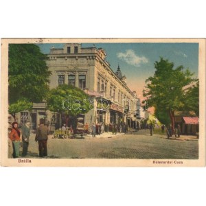 1938 Braila, Bulevardul Cuza, Isac Smilovici, Libraria si papetaria / street, Hotel Bulevard, shops