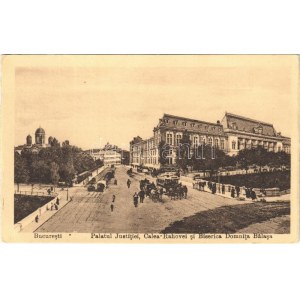 1916 Bucuresti, Bucharest, Bukarest; Palatul Justitiei, Calea Rahovei si Biserica Domnita Balasa / palace of justice...