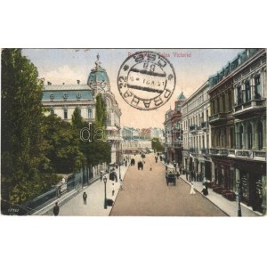 1921 Bucuresti, Bucharest, Bukarest; Calea Victoriei, Corsete / street, shops (EK)