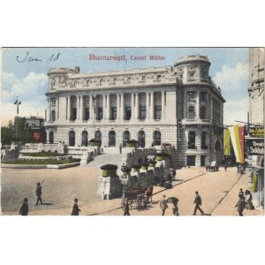 Bucuresti, Bucharest, Bukarest; Cercul Militar, Lese u. Schreiben im ersten, Deutsch Soldaten / Military Club, flags...