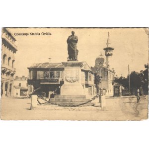 1923 Constanta, Statuia Ovidiu, Banca / Statue, mosque, bank, automobile shop. photo (EK)