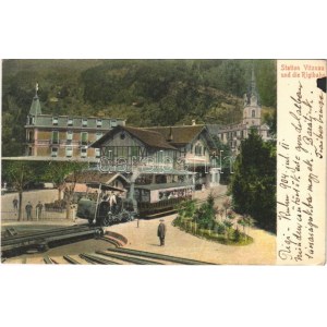 1904 Vitznau, Station und die Rigibahn / Rigi Swiss standard gauge rack railway station and turntable (wheelhouse)...