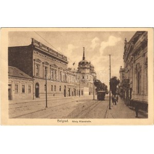 1917 Belgrade, Beograd; König Milanstrasse / street, tram + K.u.K. ETAPPENSPOSTAMT