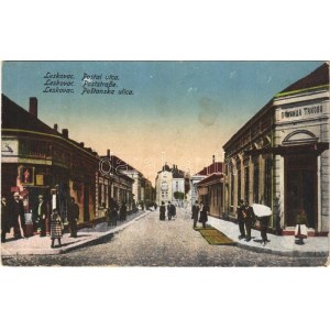 Leskovac, Postai utca, üzletek / Postanska ulica / street, shops (EK)