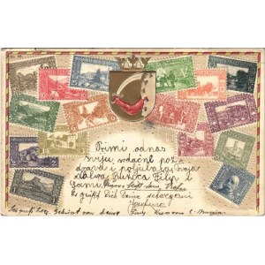 Bosnien Herzegowina / Bosznia-Hercegovina bélyegei. Szecessziós dombornyomott litho, címer ...