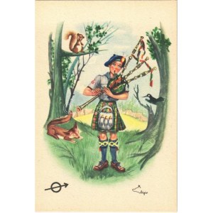 1929 Birckenhead, Cserkész Világ Jamboree: skót cserkész. Olasz kiadás / Scout Jamboree: Scottish scout...