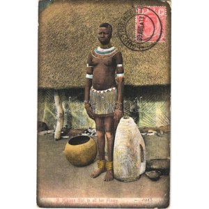 1913 A M'hlope Girl in all her finery / African folklore. TCV card (EK)